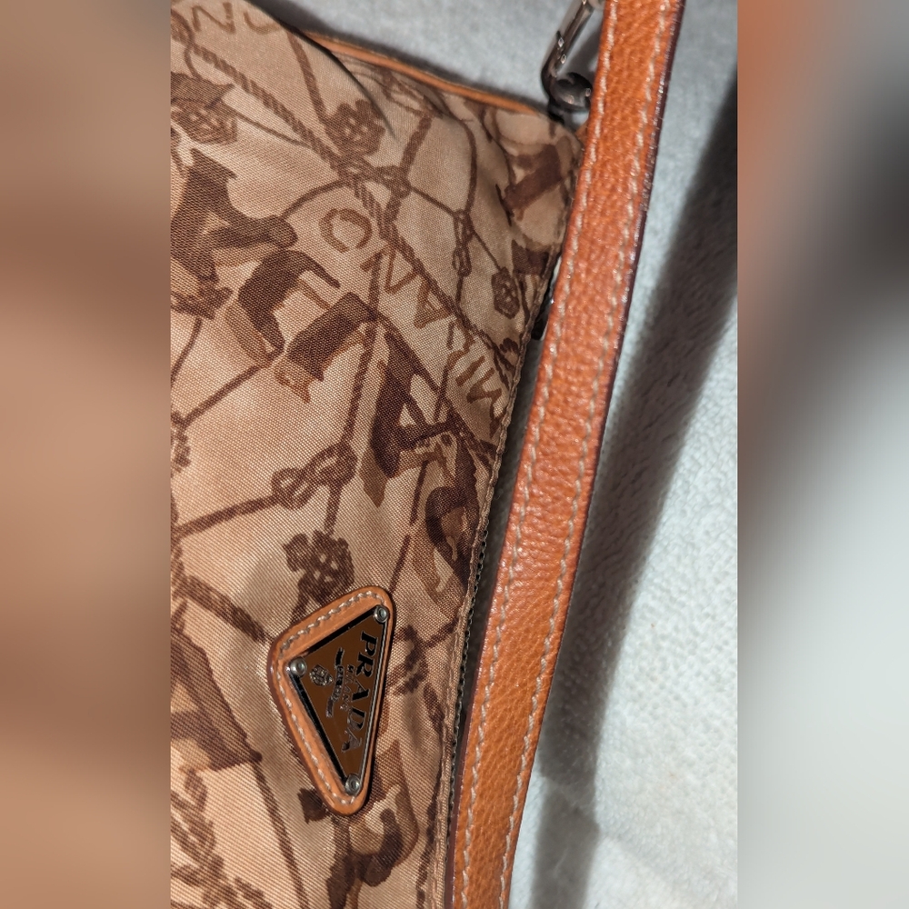 PRADA vintage rare map shoulder purse Y2K brown and tan - Picture 10 of 15